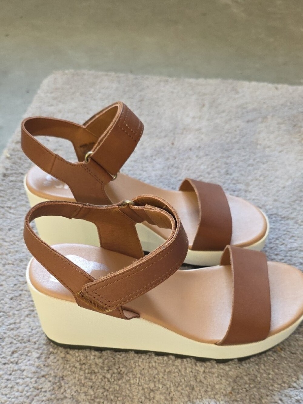 Brand New. Sorel Brown Platform Wedge Sandals with Ankle Strap Size 6.5 Women - Picture 7 of 9